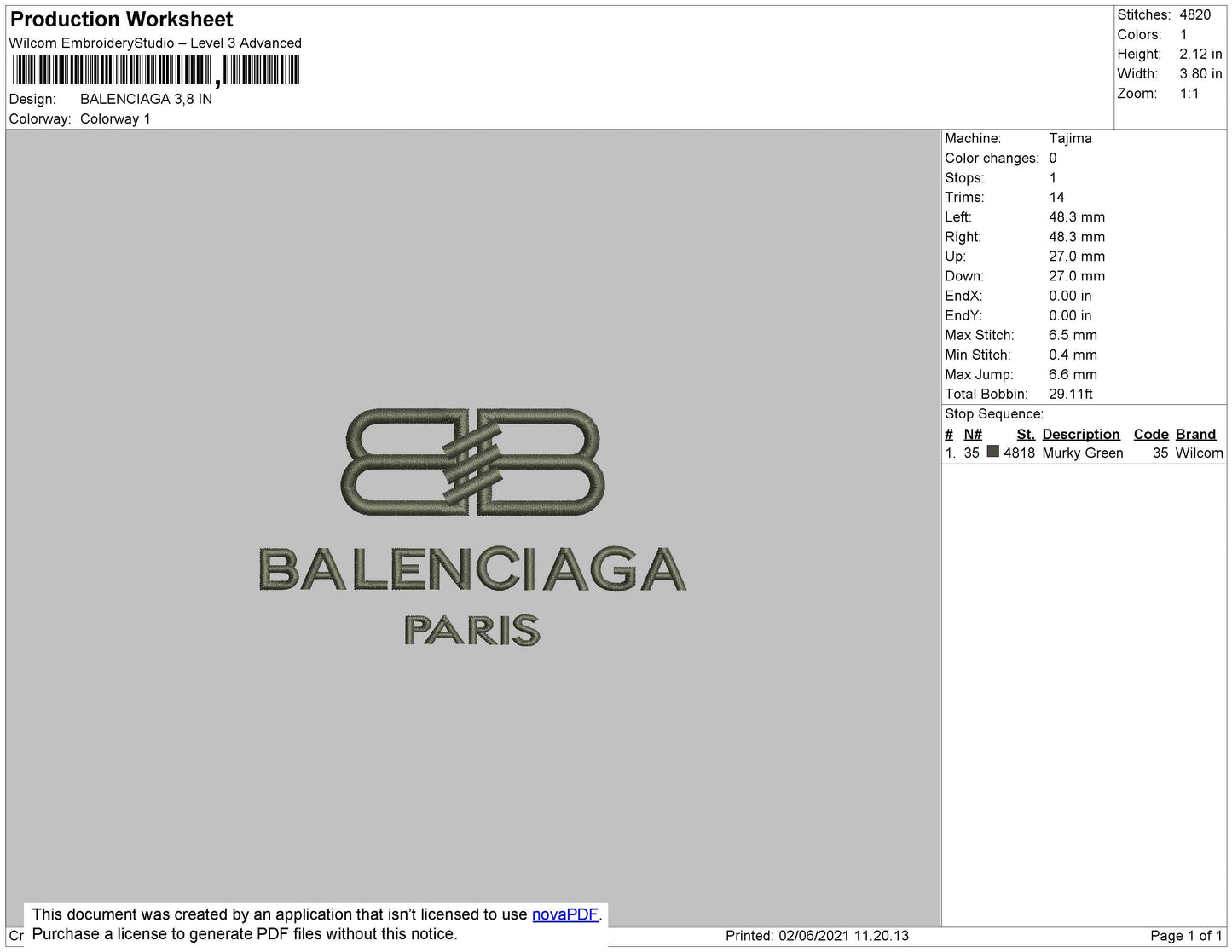 BALENCIAGA Embroidery File 4 size
