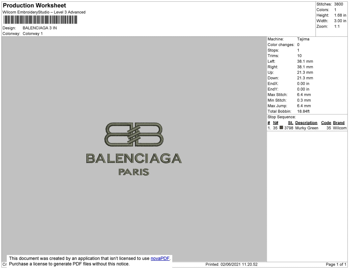 BALENCIAGA Embroidery File 4 size