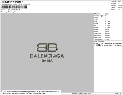 BALENCIAGA Embroidery File 4 size