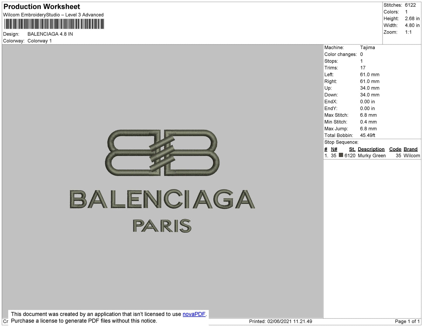 BALENCIAGA Embroidery File 4 size