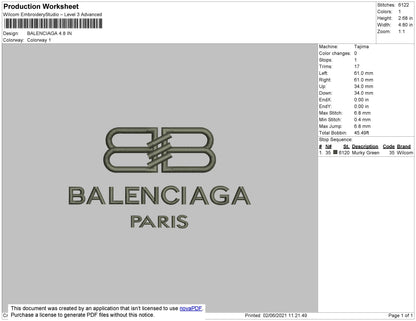 BALENCIAGA Embroidery File 4 size