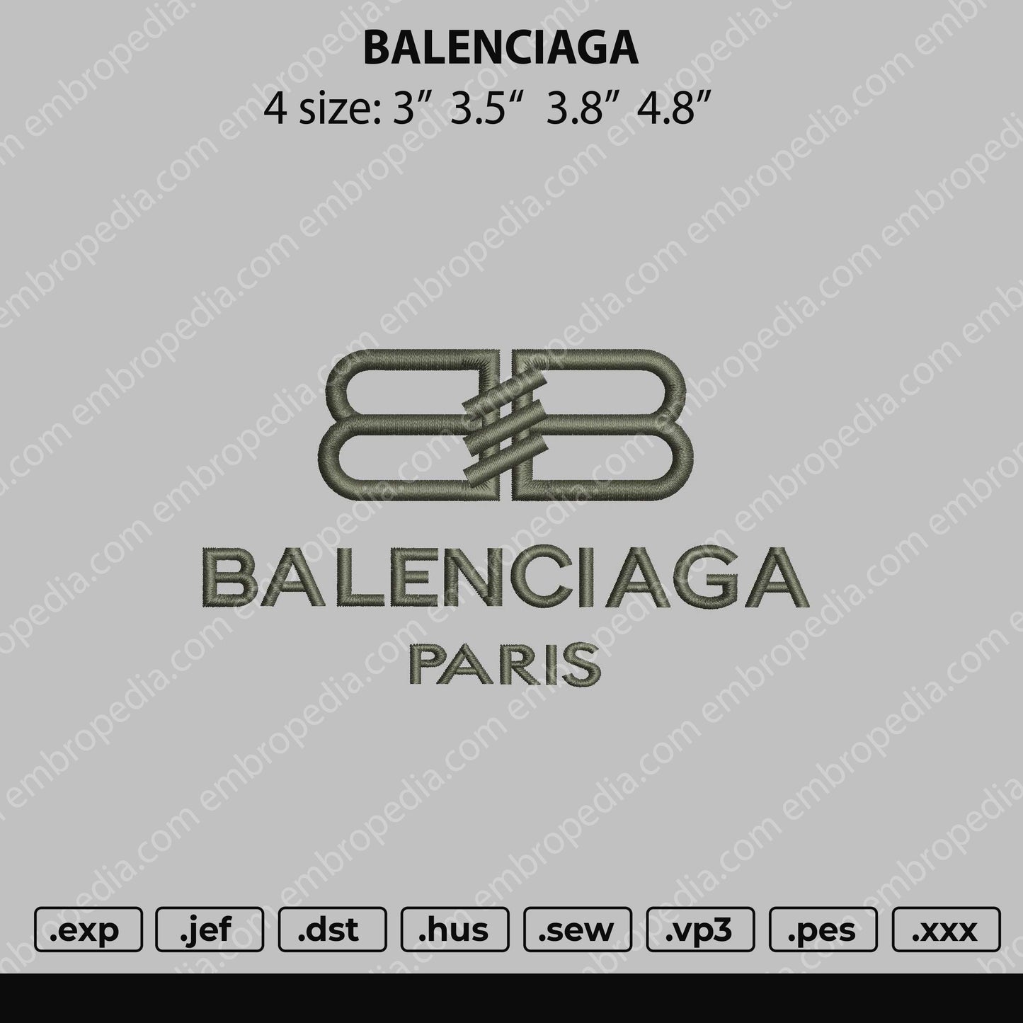 BALENCIAGA Embroidery File 4 size