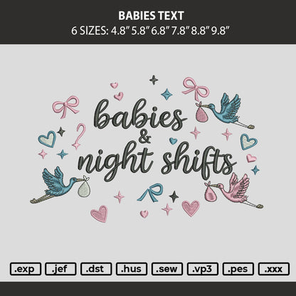 Babies Text Embroidery Machine Design File 6 sizes