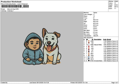 Baby Dog Embroidery File 6 sizes