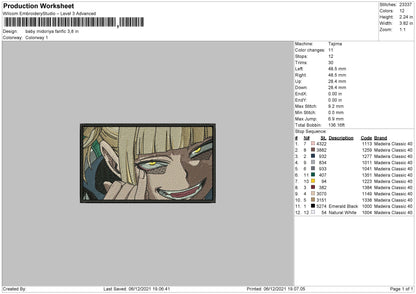 Midoriya Embroidery File 4 size