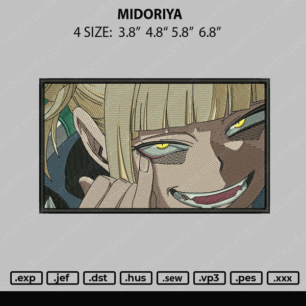 Midoriya Embroidery File 4 size