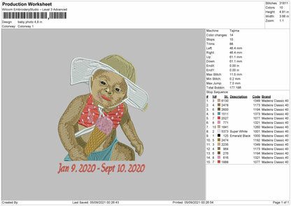 Baby Photo Embroidery File 4 size