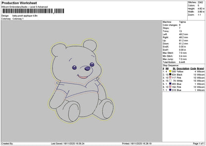 Bbypooh Embroidery File 6 sizes
