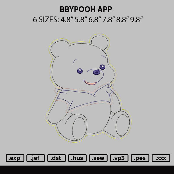 Bbypooh Embroidery File 6 sizes