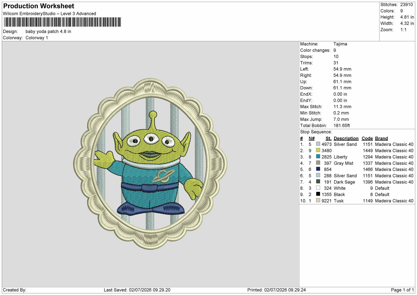 Yodapatch Embroidery Machine Design File 6 sizes