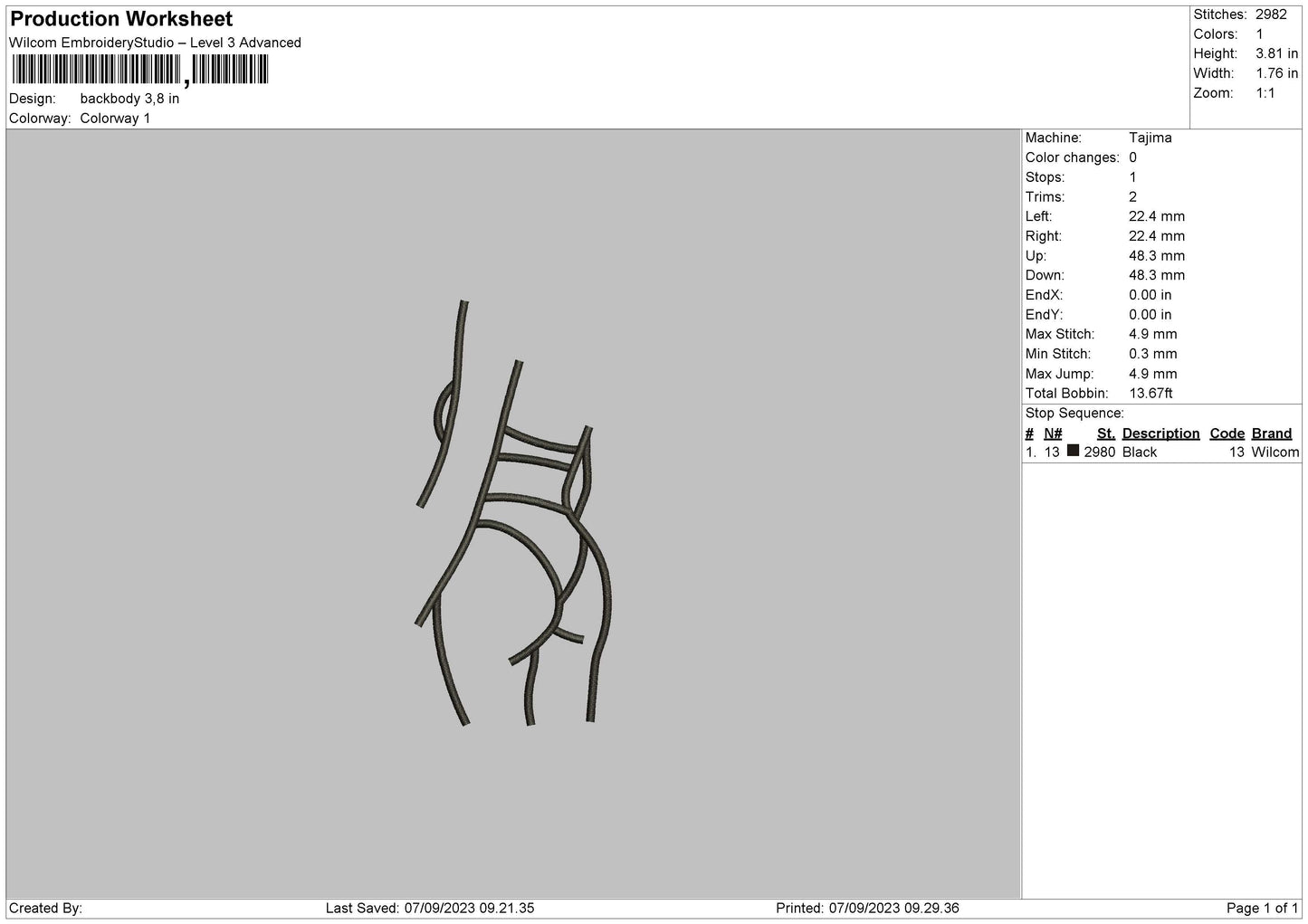 Backbody Embroidery File 6 sizes