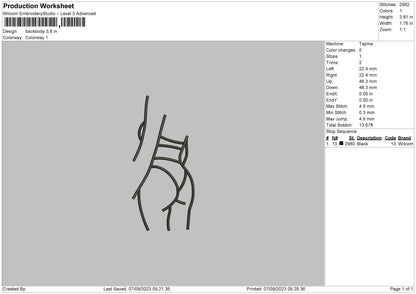 Backbody Embroidery File 6 sizes