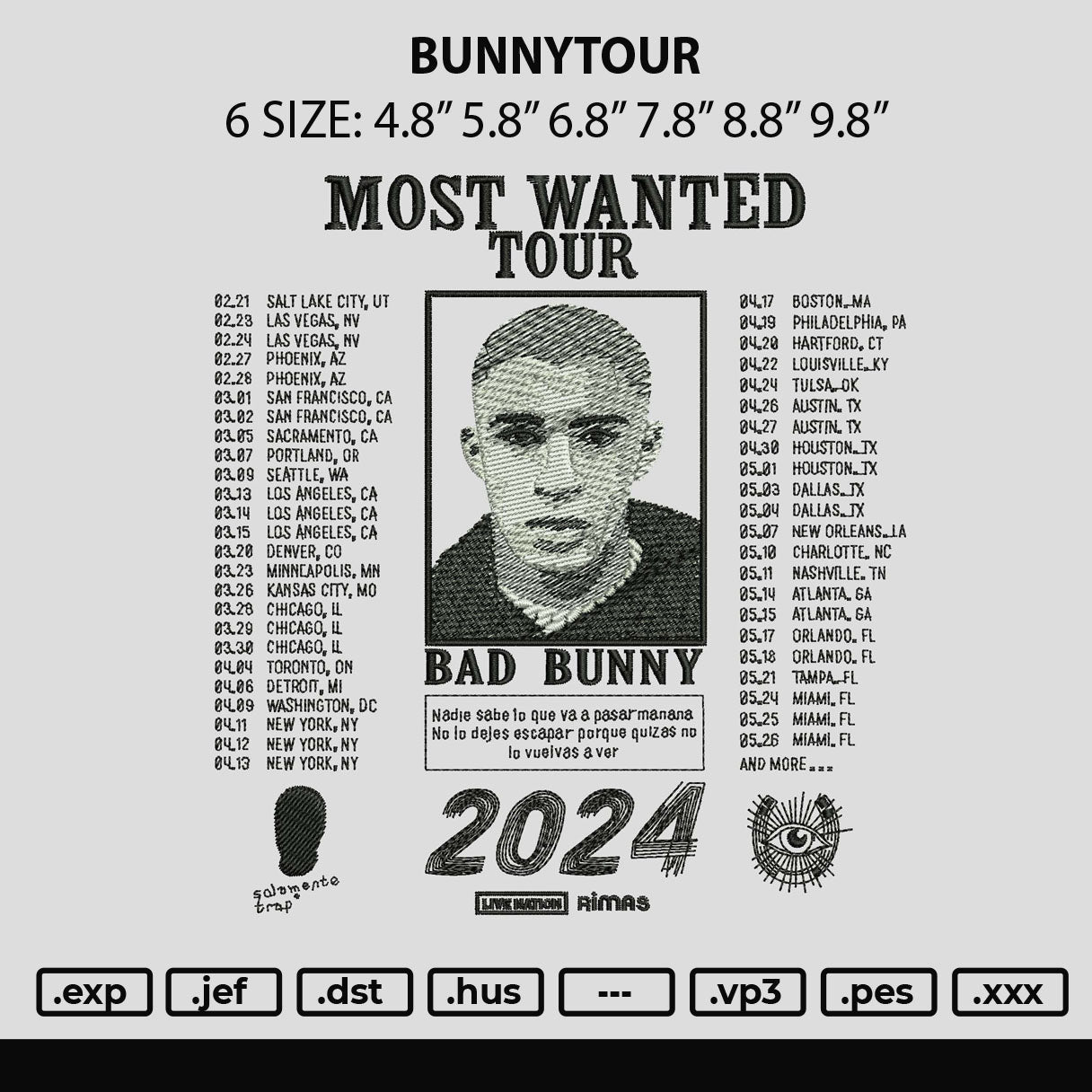 Bunnytour Embroidery Machine Design File 6 sizes