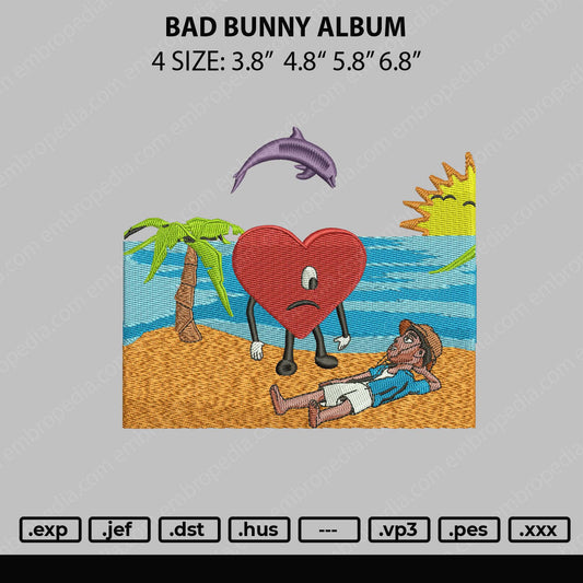 Bad Bunny Album Embroidery File 4 size