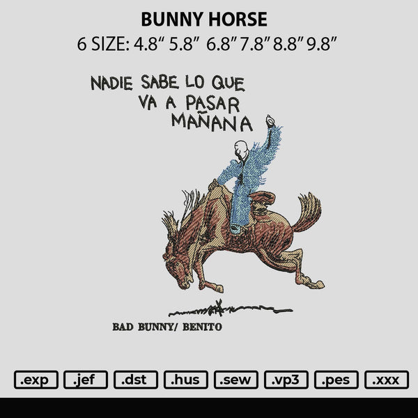 Bunny Horse Embroidery File 6 sizes