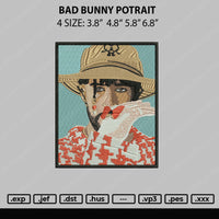 Bad Bunny Potrait Embroidery File 4 size