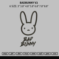 Bad Bunny V2 Embroidery File 4 size