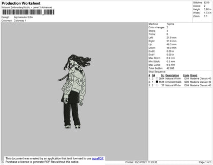 Baji Keisuke Embroidery File 4 size