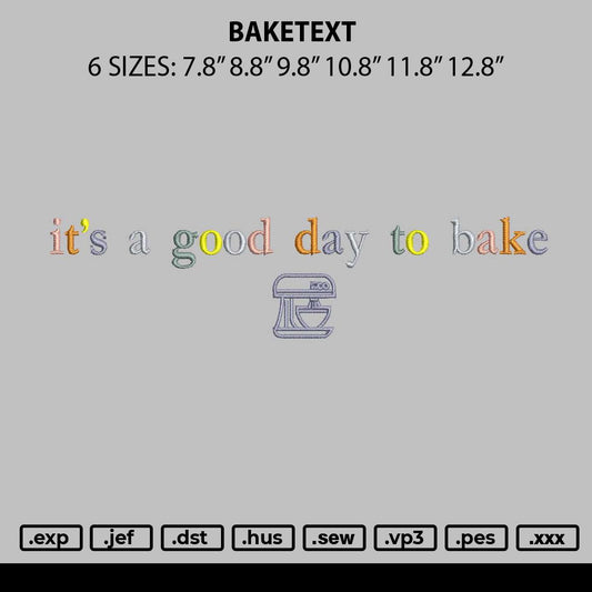 Baketext Embroidery File 6 sizes