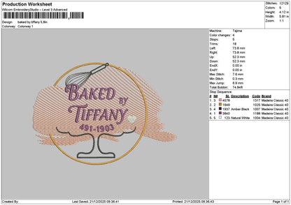 Bakedtext 2112 Embroidery File 6 sizes