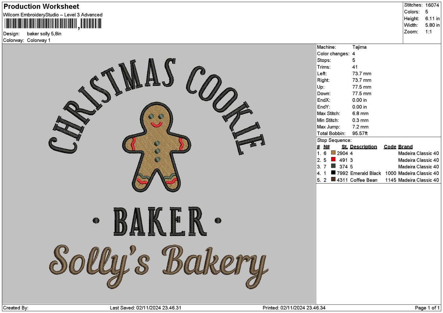 Baker Taster Text 01 Embroidery File 6 sizes