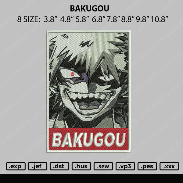 Bakugou Embroidery File 8 size