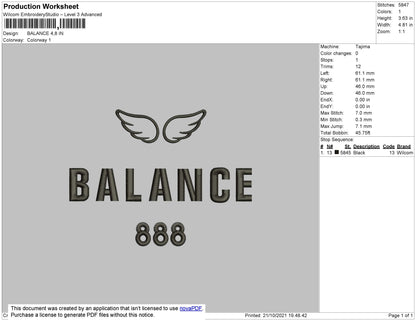 Balance Embroidery File 4 size