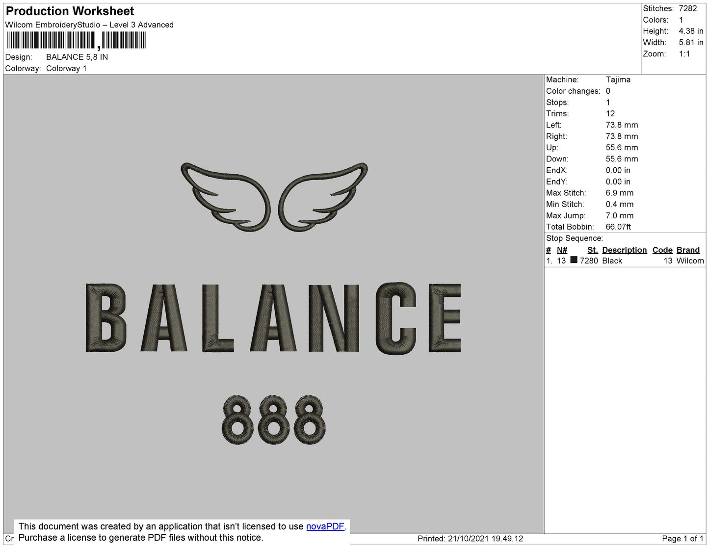 Balance Embroidery File 4 size