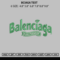 Bciaga Text Embroidery File 6 sizes