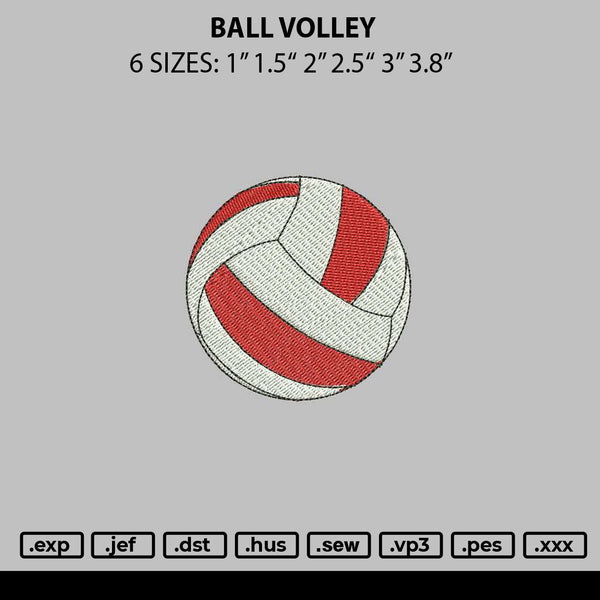 Ball Volley Embroidery File 6 sizes