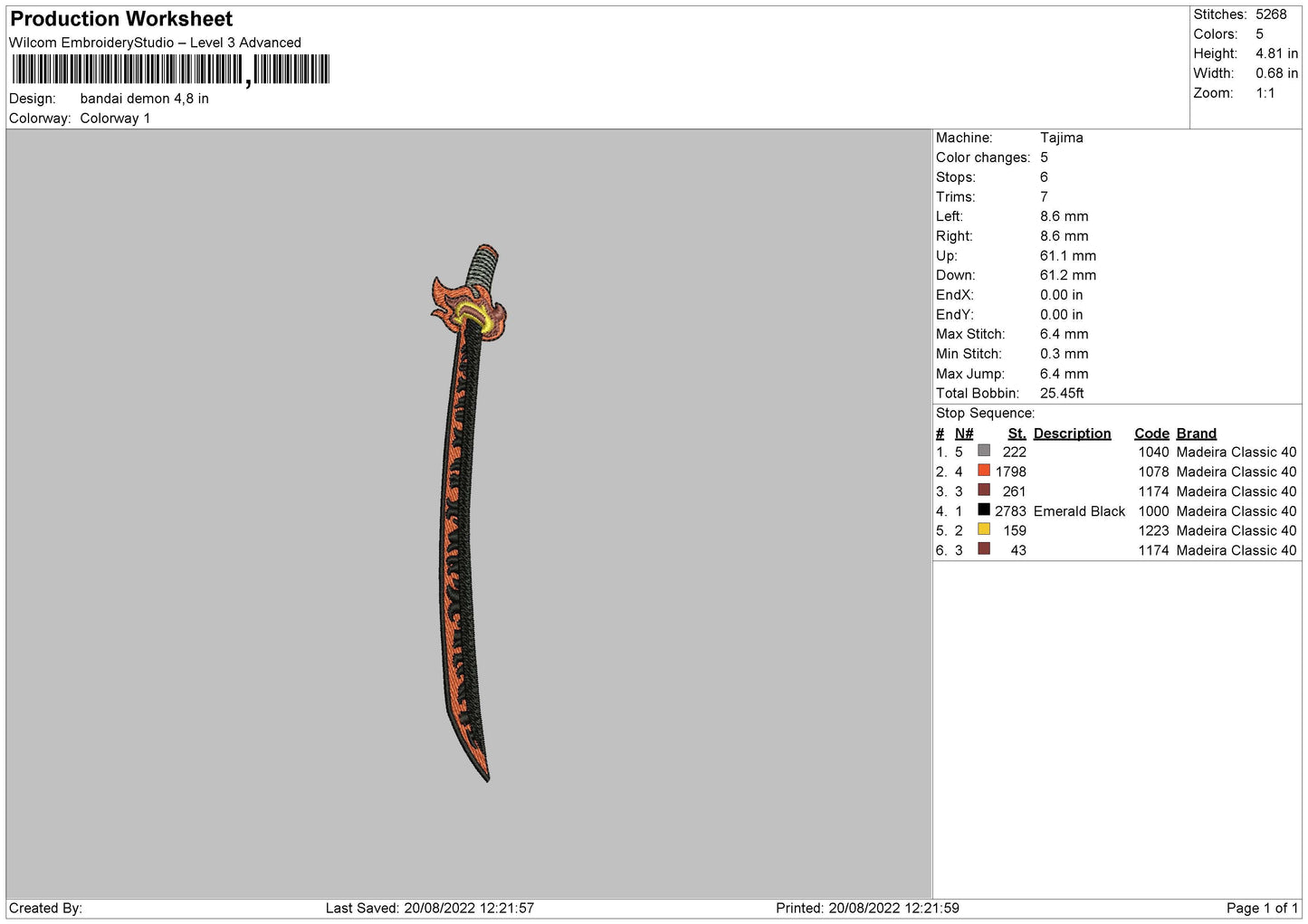 Bandai Demon Embroidery File 5 sizes