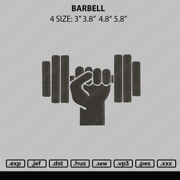 Barbell Embroidery File 4 sizes