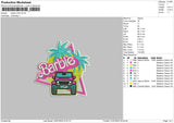 Barbie Car Embroidery File 6 sizes