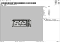 Ticket Text Embroidery File 6 sizes