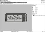 Ticket Text Embroidery File 6 sizes