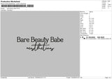 Barebeauty Text Embroidery File 6 sizes