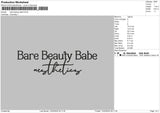 Barebeauty Text Embroidery File 6 sizes