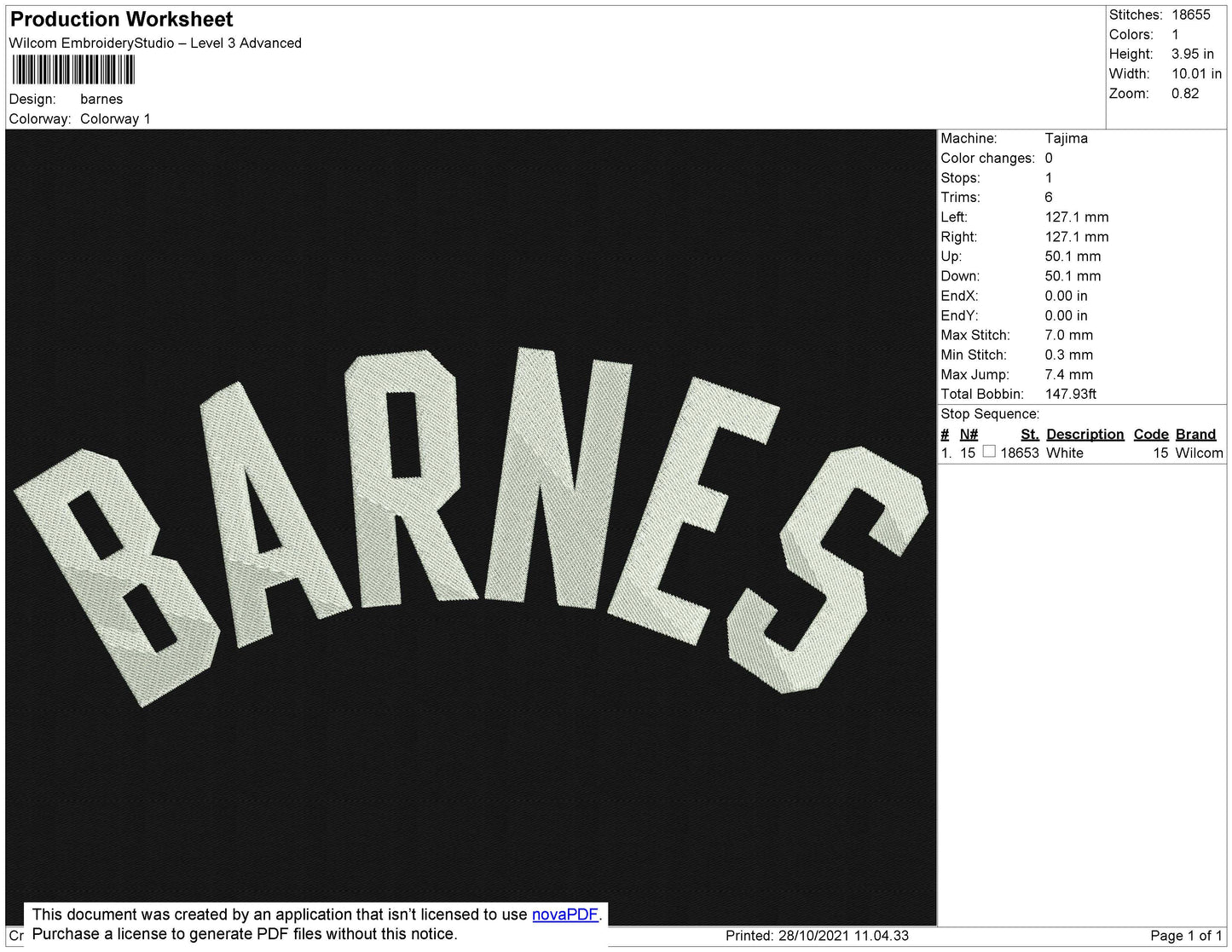 Barnes, Barnes 4 & 4 Number Embroidery File