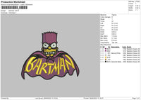 Bartman Embroidery File 6 sizes