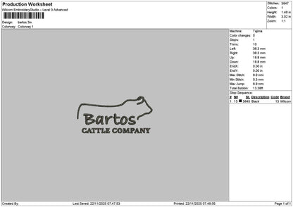 Bartostext Embroidery File 6 sizes