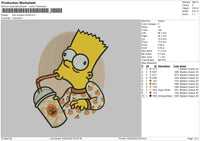 Bart Simpson Drink Embroidery File 4 size