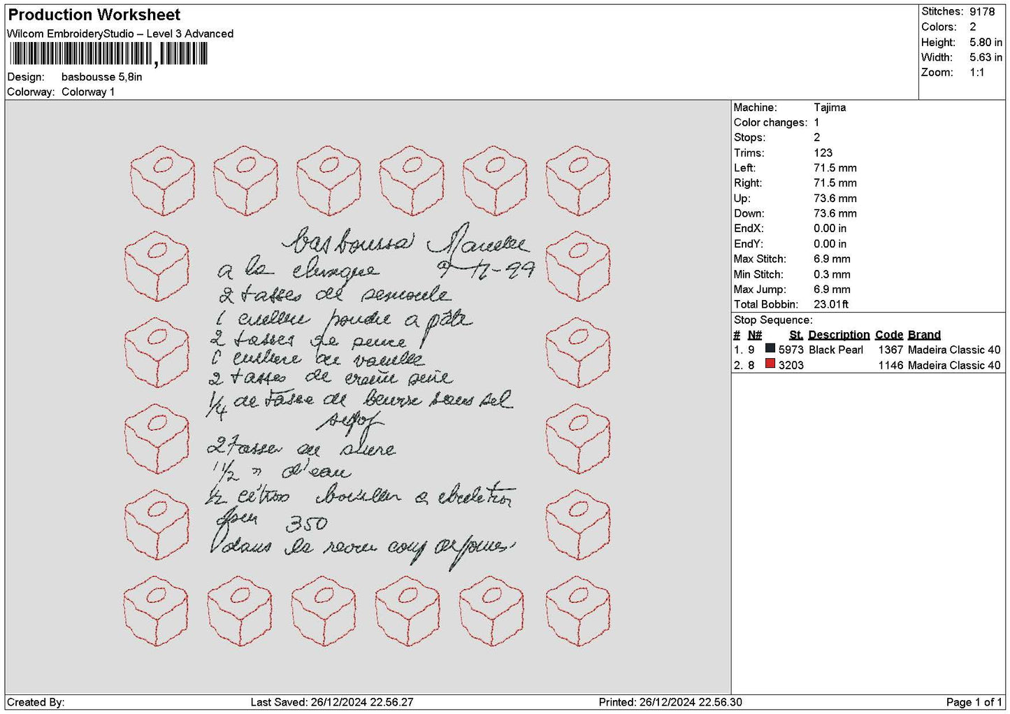Basbousse Embroidery File 6 sizes