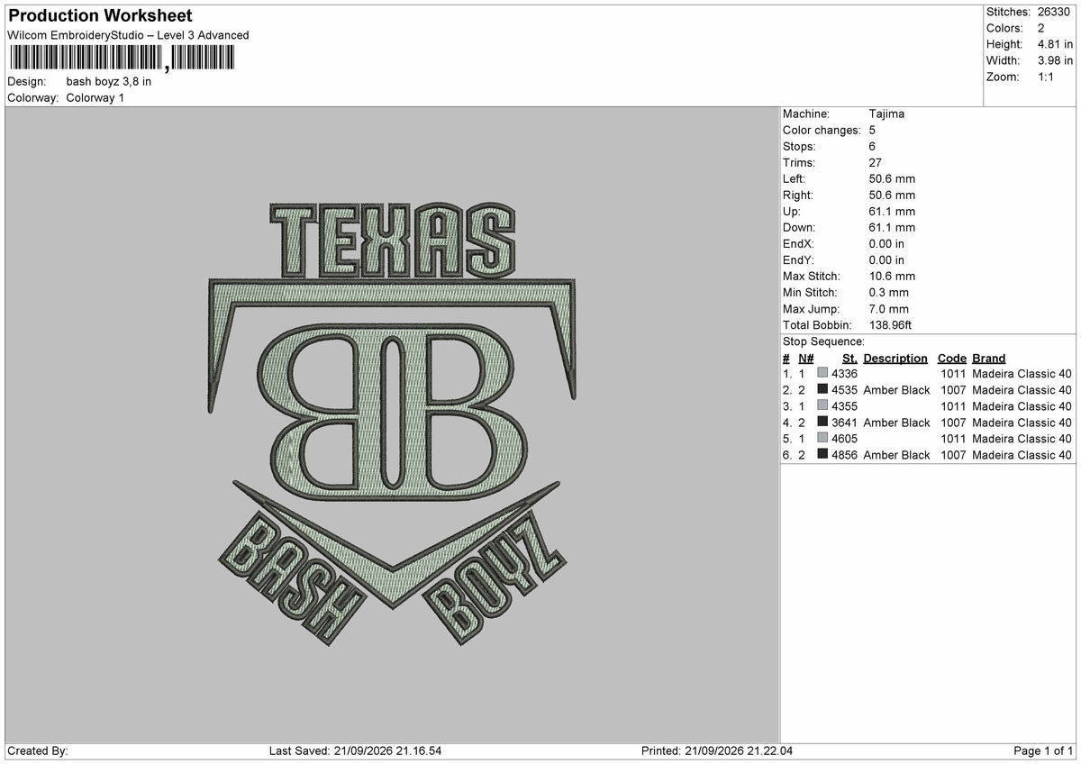Bash Text Embroidery Machine Design File 6 sizes