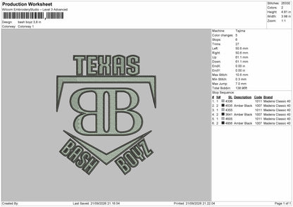 Bash Text Embroidery Machine Design File 6 sizes