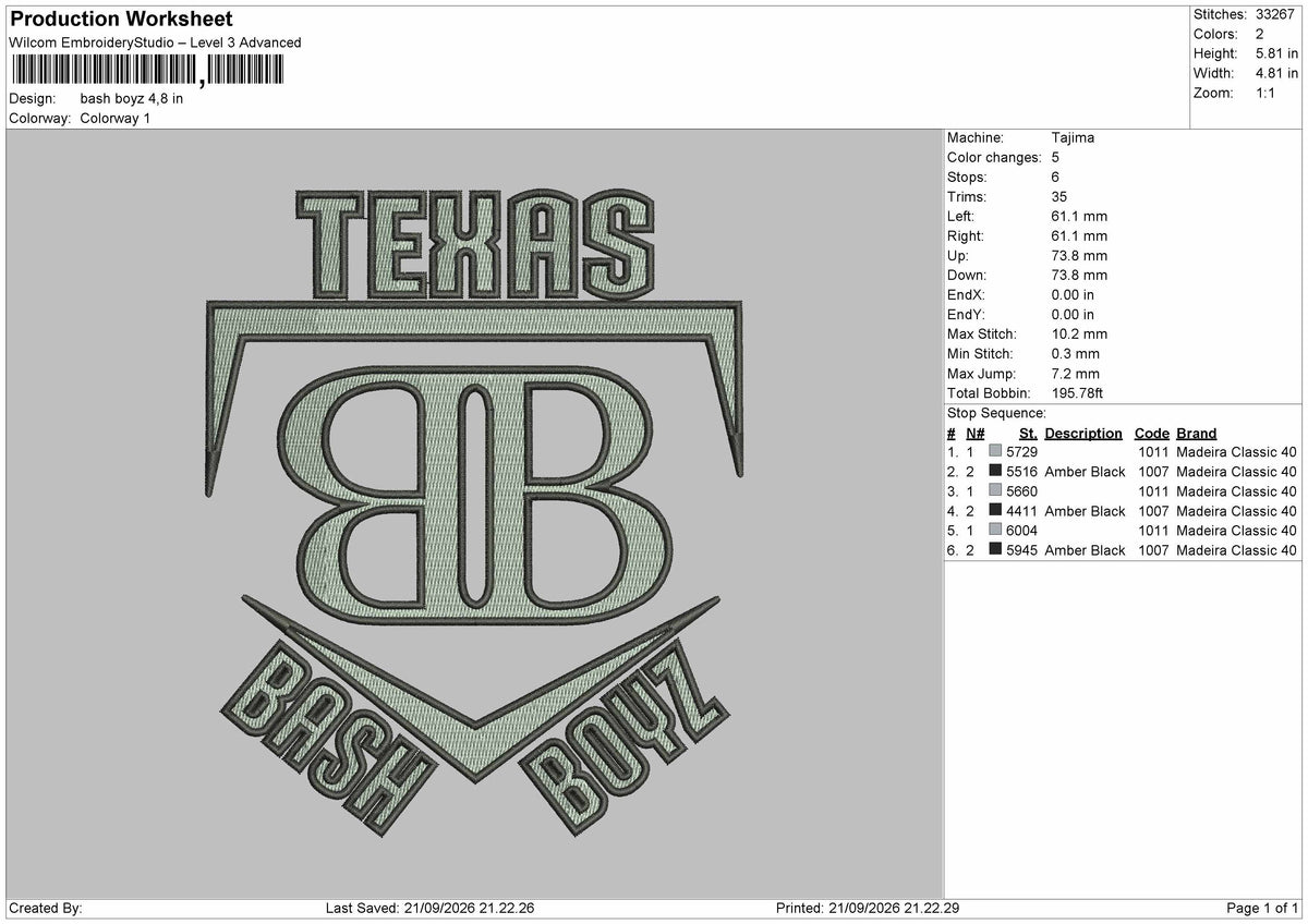 Bash Text Embroidery Machine Design File 6 sizes