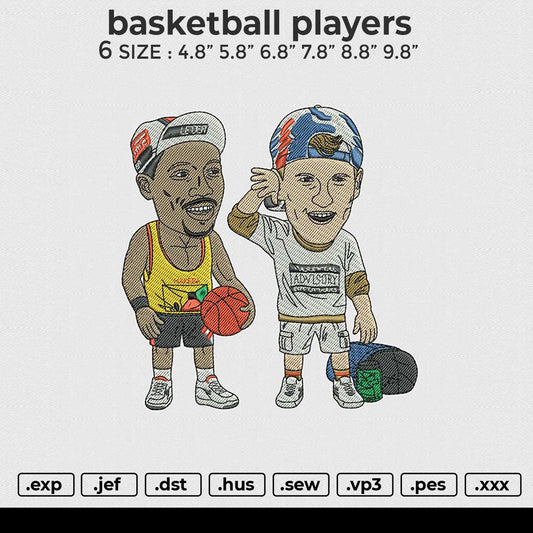 Basketball Players Embroidery Design File 6 size