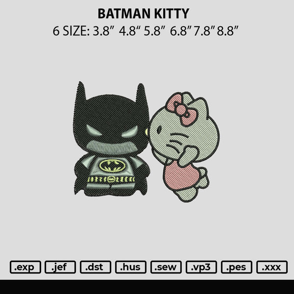 Batman Kitty Embroidery File 6 sizes