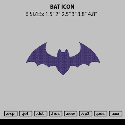 Bat Icon 0501 Embroidery File 6 sizes