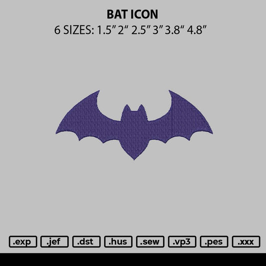 Bat Icon 0501 Embroidery File 6 sizes