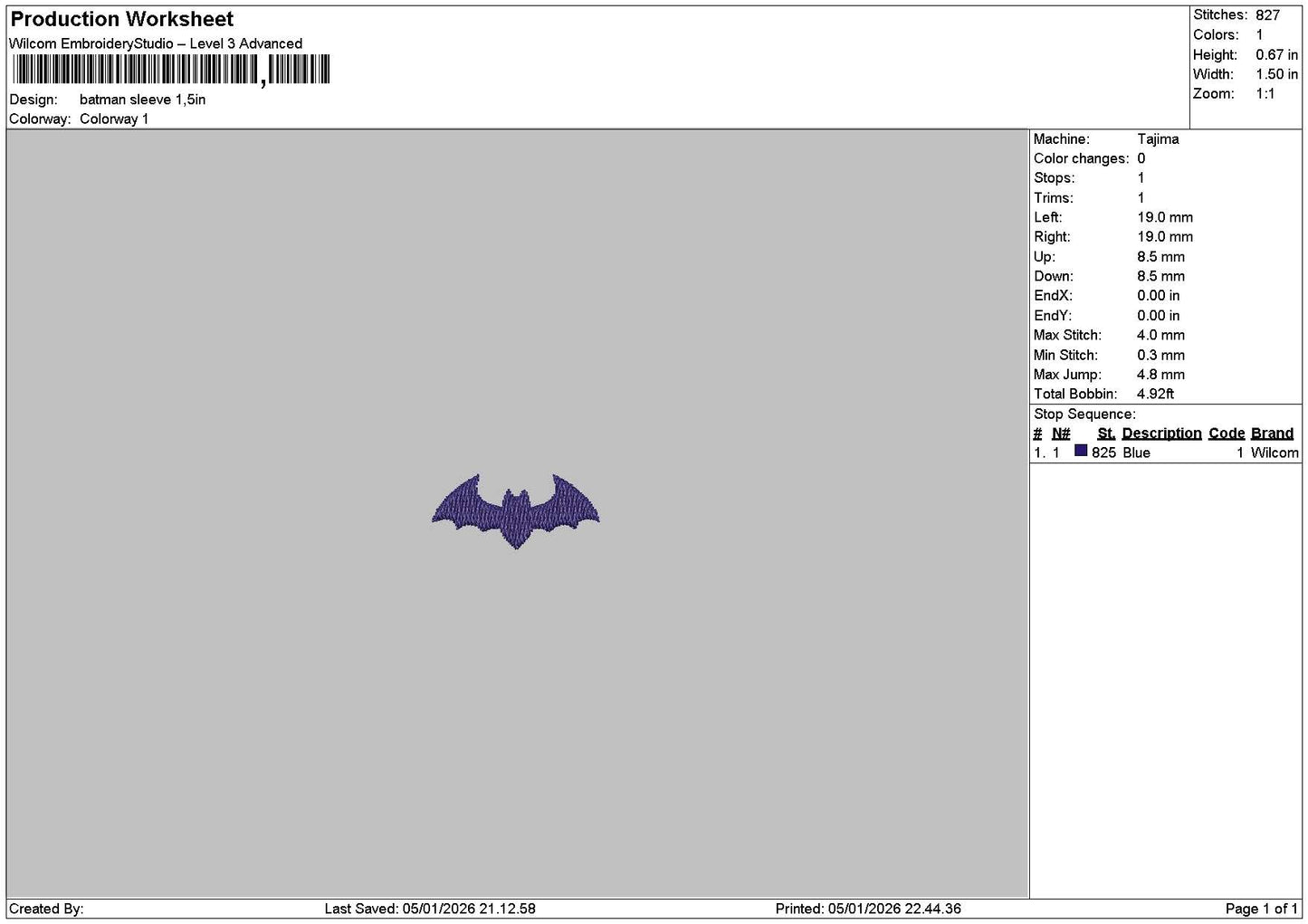 Bat Icon 0501 Embroidery File 6 sizes